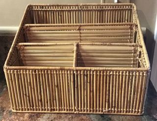 Vintage Bamboo Desk Organizer Letter Holder