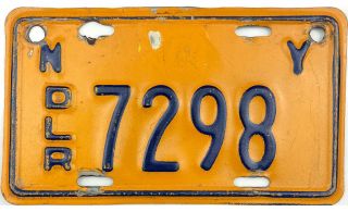 Vintage 1970’s York Motorcycle Dealer License Plate Yellow/blue