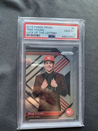 2018 - 19 Panini Prizm Luck Of The Lottery Trae Young Rc Psa 10