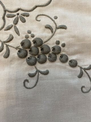 Vintage Linen Tablecloth With Drawn Work,  Raised Embroidery,  Cut Work Ecru