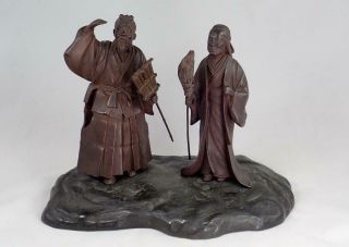 Antique Japanese Meiji Bronze Jatomba Okimono Statue Figurine Saito Hozan