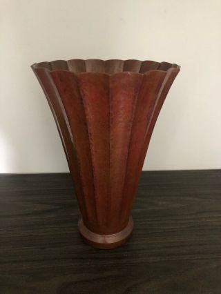 Mexican Ramon Ramirez Signed Arts & Crafts Style Hammered Copper Vase