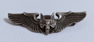 Vtg 2” Sterling Silver Wwii Us Army Air Corps Aerial Gunner Bomber Wings Badge