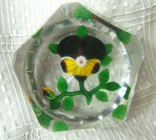 Antique Baccarat Faceted Pansy And Bud Paperweight