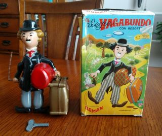 Vintage Juguetes Roman El Alegre Vagabundo Charlie Chaplin Wind Up Toy