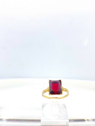 Antique Ostby Barton 14k Yellow Gold Synthetic Ruby O B Ring
