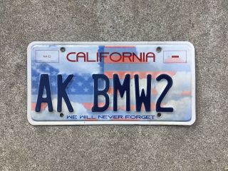 California - " We Will Never Forget " - License Plate - 9/11/2001