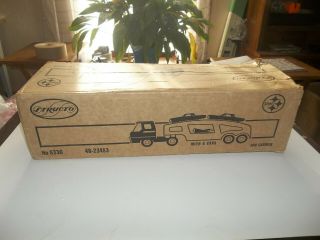 Vintage Structo 8336 Car Carrier Toy Truck Empty Box Only Pressed Steel