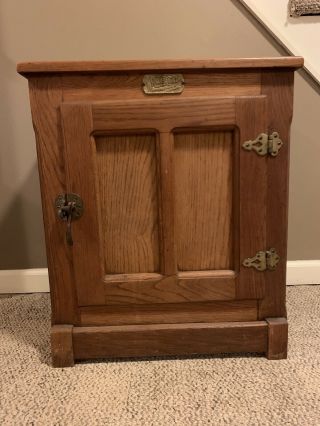 Vintage White Clad Oak Ice Box End Table Night Stand