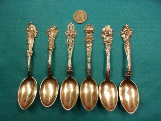 2 Of 7,  Gorgeous Set Of Six Vtg Antique Sterling Silver Spoons - " U.  ?a.  S.  1912 "