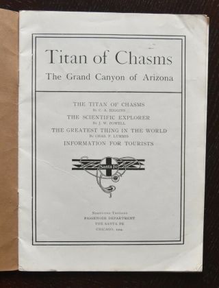 Santa Fe Railway 1904 Grand Canyon of Arizona - 32 pages - Only 5M - AT&SF 3