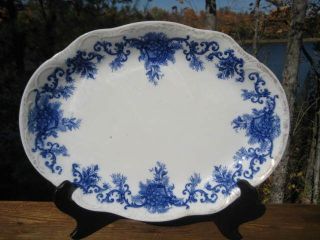 Antique Victorian Flow Blue Platter Large 16” C1896