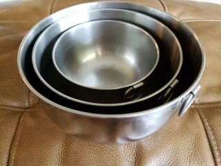 Vintage Stainless Bowl Mixing Prep/serve 3pc Set With One Ring