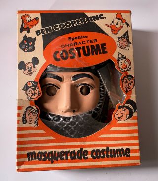 Vintage Ben Cooper Halloween Mask & Costume Witchypoo Box & Dress Knight Mask