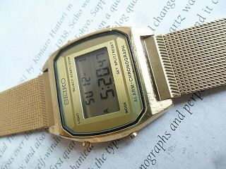 Vintage 1987 Seiko A904 - 5009 Alarm Chronograph Lcd Digital Gold Tone Watch