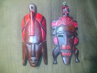 Vintage African Hand Made Carved Wood Wooden Kenya Masks