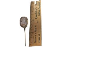 Vintage Victorian Solid 10k Yellow Gold Deep Carved Cameo Stick Pin