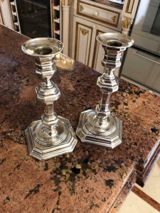 Antique Spanish Silver Candlesticks,  In The 18th Century Style