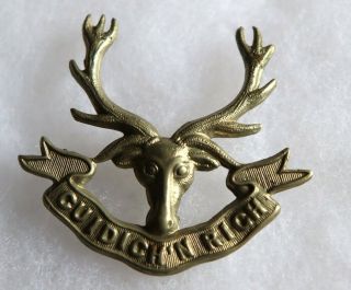 Vintage British English Seaforth Highlanders Regiment Hat Cap Badge Wwi Wwii