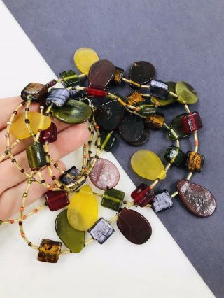Estate Vintage Hand Made Art Glass Beads 3 Strands Necklace 20 