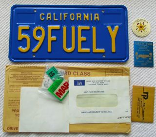 California (blue Base) Vanity License Plate " 59 Fuely ",  Plus - - Look
