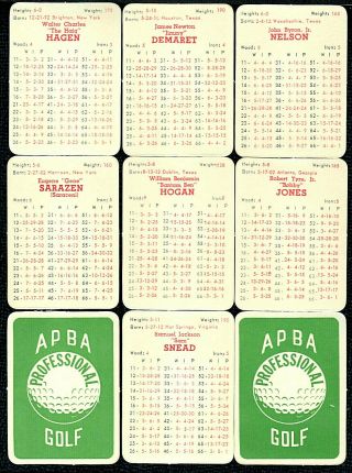 Vintage Apba Professional Golf Card Game " All Time Great " Players Of The Past