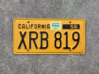 1956 - California License Plate With 1962 Sticker