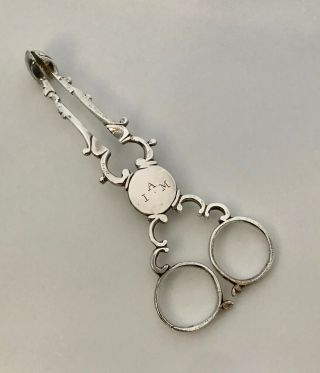 Antique 18th C Georgian English Sterling Silver Sugar Nips Scissor Tongs C.  1760s