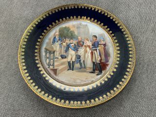 Antique Sevres Style Porcelain Plate Napoleon Receiving Queen Louisa Of Prussia