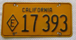 1956 California State Exempt " Diamond E " License Plate,  Reflectorized