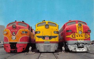 Los Angeles Streamliner Trains Union Pacific Railroad Station Vintage Postcard