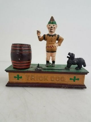 Vintage Cast Iron Trick Dog Coin Bank Made In Taiwan
