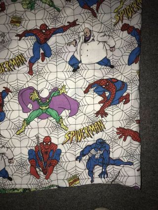 Vtg Set 1995 Spiderman Foes Twin Flat Fitted Bed Sheet Set 2 Pc Marvel Rare