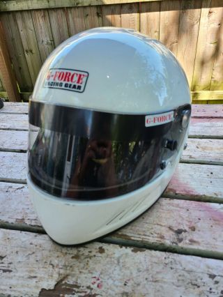 Vintage White G - Force Racing Gear Helmet Adult Small Snell Sa2005 Pics