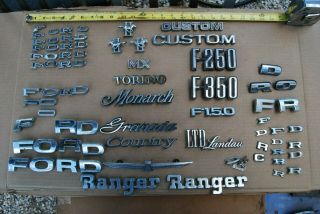 70pcs Vtg Ford Motor Co Metal Car Truck Emblems Mustang Ll Torino Thunderbird