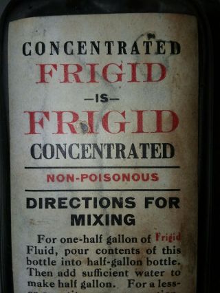 Antique Embossed Frigid Embalming Fluid Bottle with Label ca.  1895 - 1915 2