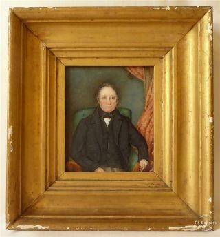Antique Early 19th Century Portrait Miniature Of A Gentleman In Frame