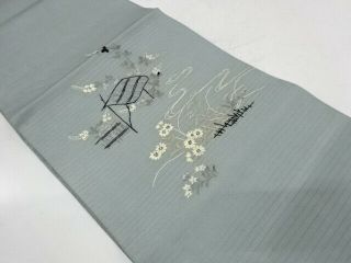 4877956: Japanese Kimono / Antique Maru Obi For Summer / Embroidery / Flower