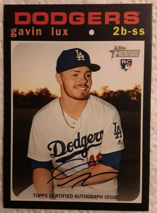 2020 Topps Heritage Gavin Lux Real One Auto Rookie Roa - Gl On Card