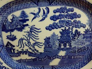 Vintage Antique Platter Made in England Blue Willow 10 x 12 