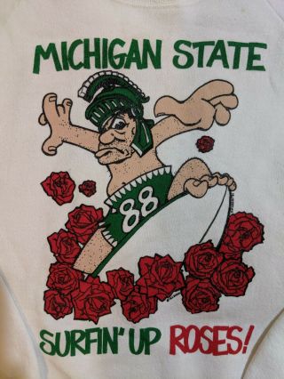 Vintage Michigan State University Sweatshirt 1988 Rose Bowl Mens Size L Sparty