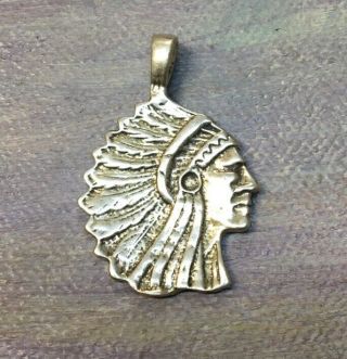 Vintage 925 Sterling Silver Indian Head Pendant