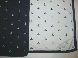 Vintage 2002 Gymboree 100 Cotton Anchor Nautical Navy Blue & White Blanket