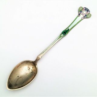 Marius Hammer Scandinavian.  930 Silver & Guilloche Enamel Art Nouveau Spoon