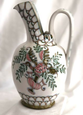 Vintage Italian Ceramic Pitcher -,  Handpainted,  Hand Formed And Signed 3
