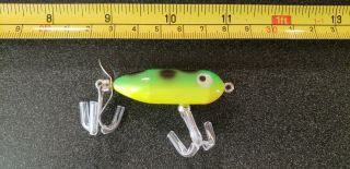 Vintage Heddon Tiny Torpedo Fishing Lure Flourescent Frog