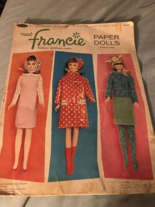 Vintage Francie Barbie Paper Dolls And Clothes Book 1966