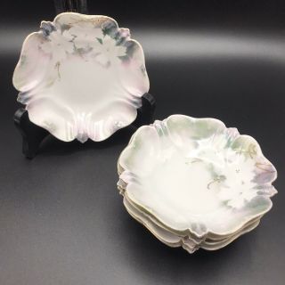 Vtg Set Of 5 Porcelain China Royal Vienna Dessert Bowls Floral W Gold Accents