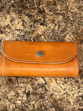 Vintage Older Leather Fly Fishing Wallet Case Box Holder