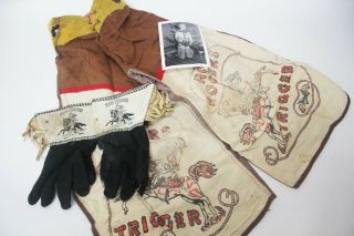 1956 Vintage Red Ryder Western Gloves & Chaps Pants Cowboy Costume Halloween